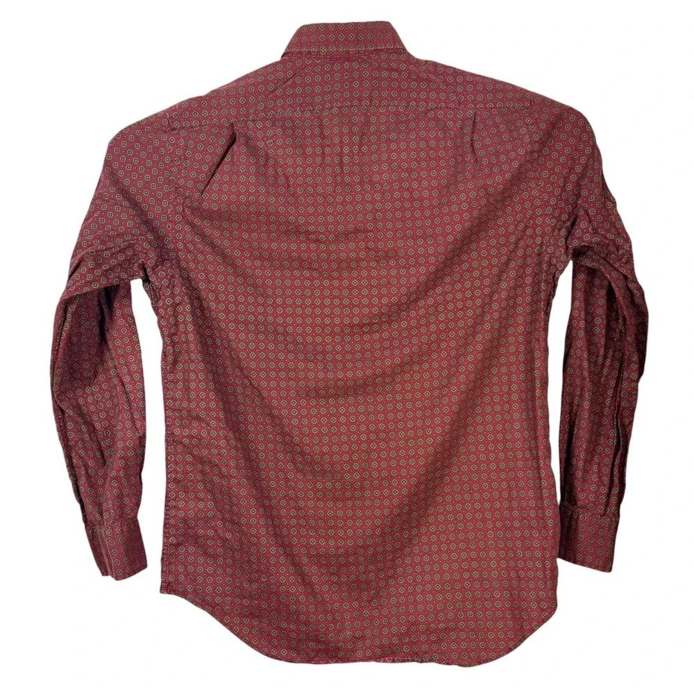 Polo Ralph Lauren Button Down Mens M Burgundy‎ Geometric Medallion Cotton Shirt